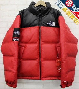 17AW Supreme × The North Face Leather Nuptse Jacket シュプリーム ノースフェイス レザーヌプシダウンジャケット レッド RED