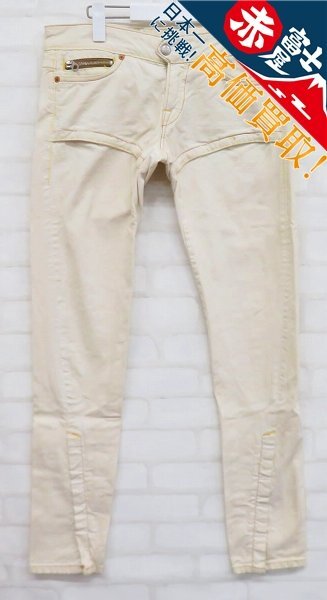 EVISU EU ED カモメ レザーシンチバックカラーデニムパンツ イタリア製 エヴィス