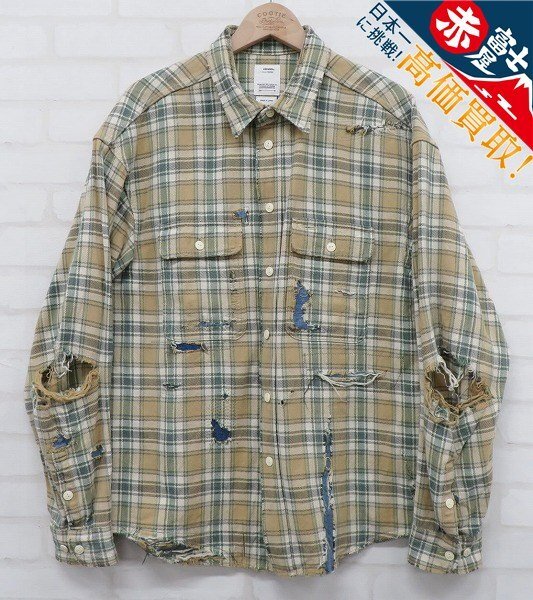 visvim LUMBER SHIRT L/S CRASH INDIGO CK 0120105011008 ダメージ加工 ランバーシャツ ネルシャツ ヴィズヴィム