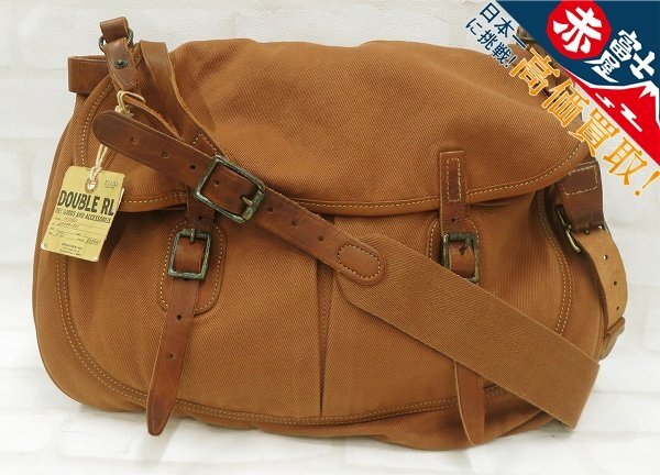 RRL コットンツイル×レザー ショルダーバッグ ダブルアールエル